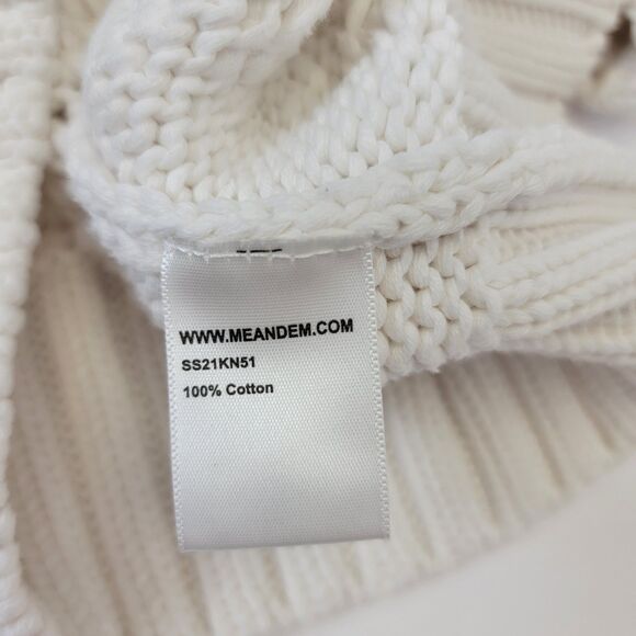 ME+EM Women's White Cotton Open Stitch Knitted LS Weekend Jumper Size US 6 EUC - Picture 8 of 9